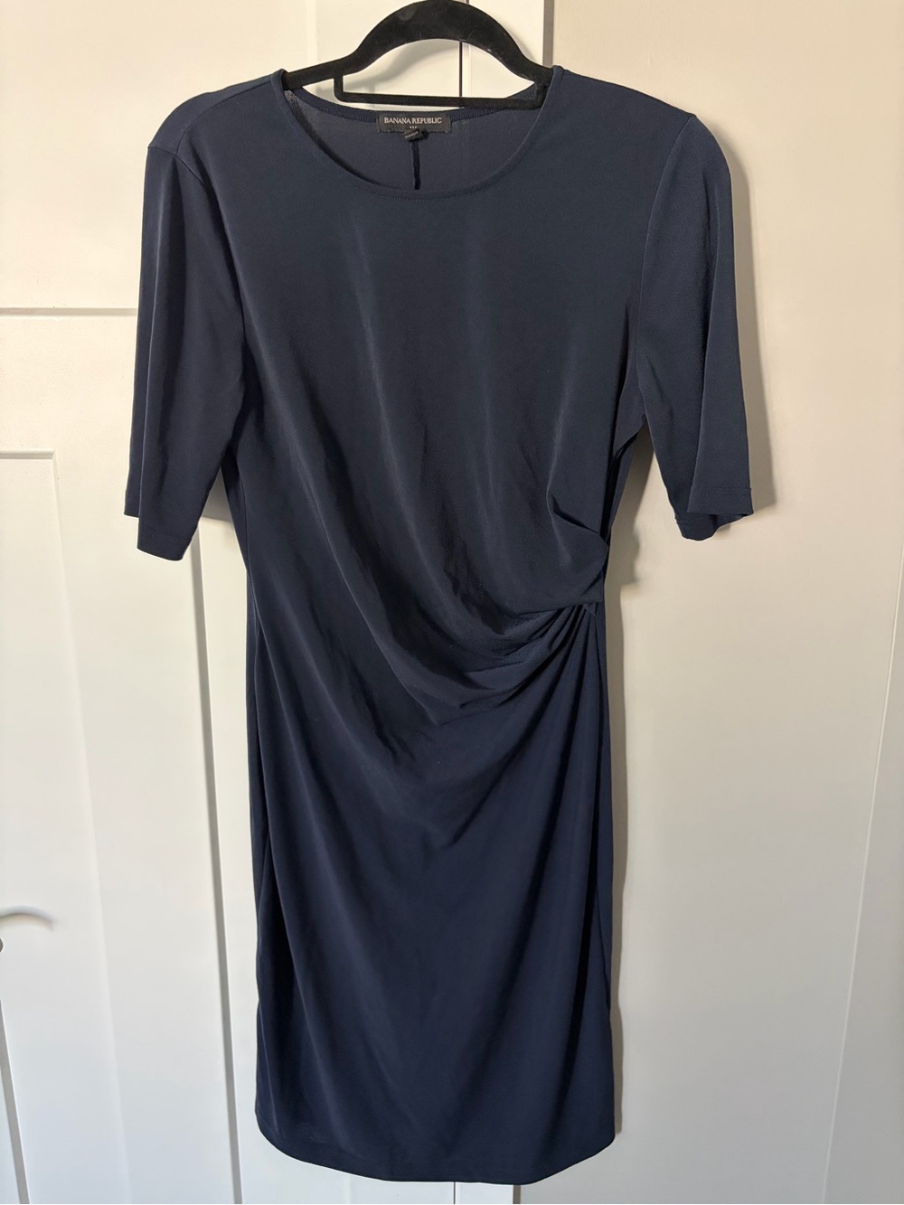 Banana Republic Navy Blue Side Twist Ruched Sheath Dress Medium M